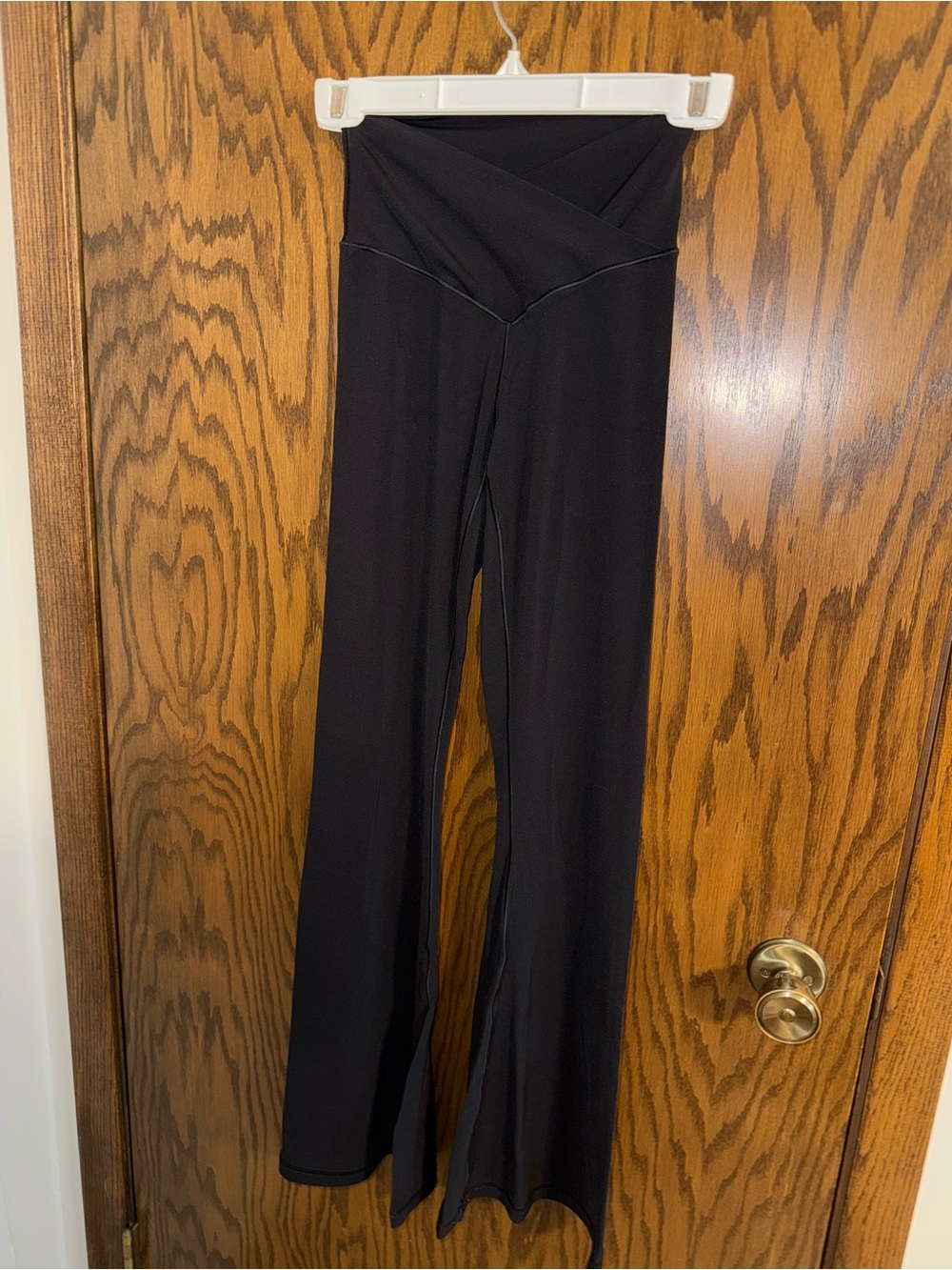 aerie Black High-Waist Flare Leggings with Crossover Waistband